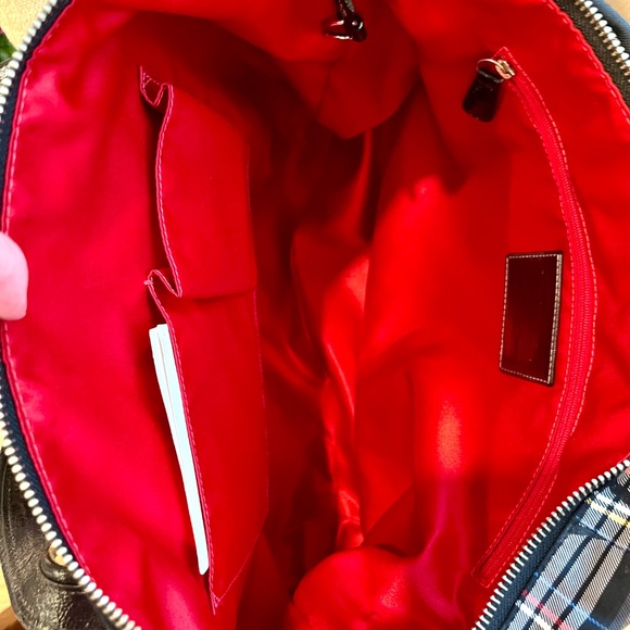 Coach Poppy Glam Tartan Plaid Large red & black Tote. Double Front Zipper - Picture 6 of 16